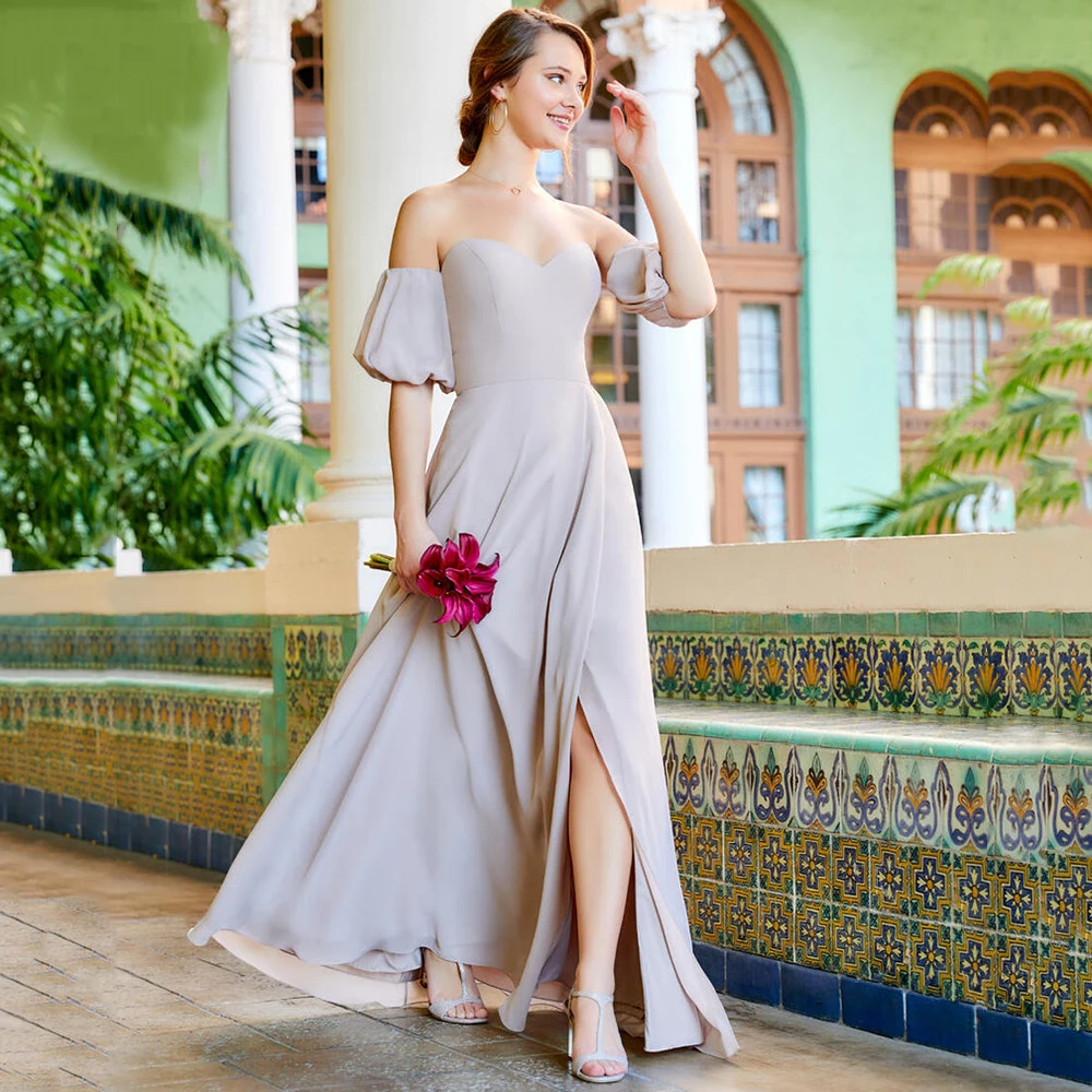 

Open Back Off The Shoulder Sweetheart Bridesmaid Dresses Elegant For Women Sleeveless Side Slit Floor-Length Wedding Party Gowns