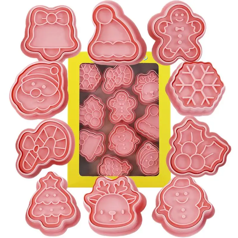 

Christmas Cookie Stamps Cutters 10Pcs Christmas Cookie Cutter Biscuit Mold 3D Cookie Stamper Santa Cutters Fondant Molds For