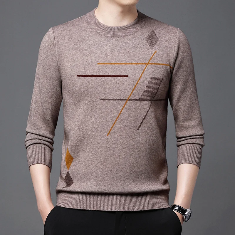 

Cardigan Thickened Round Neck Jacquard Korean Version Slim Men's Cashmere Sweater 2023 New
