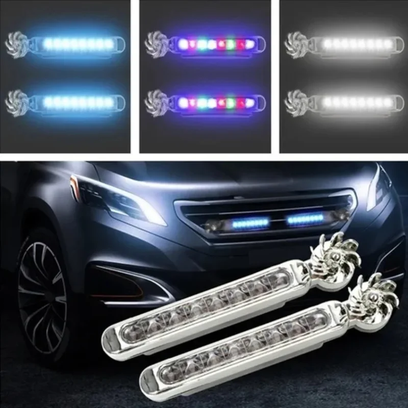 

2PCS Wind Powered 8 LED Car DRL Decorative Lamp Auto Headlamp COB Fog Light Bulb with Rotation Fan No Need External Power Supply