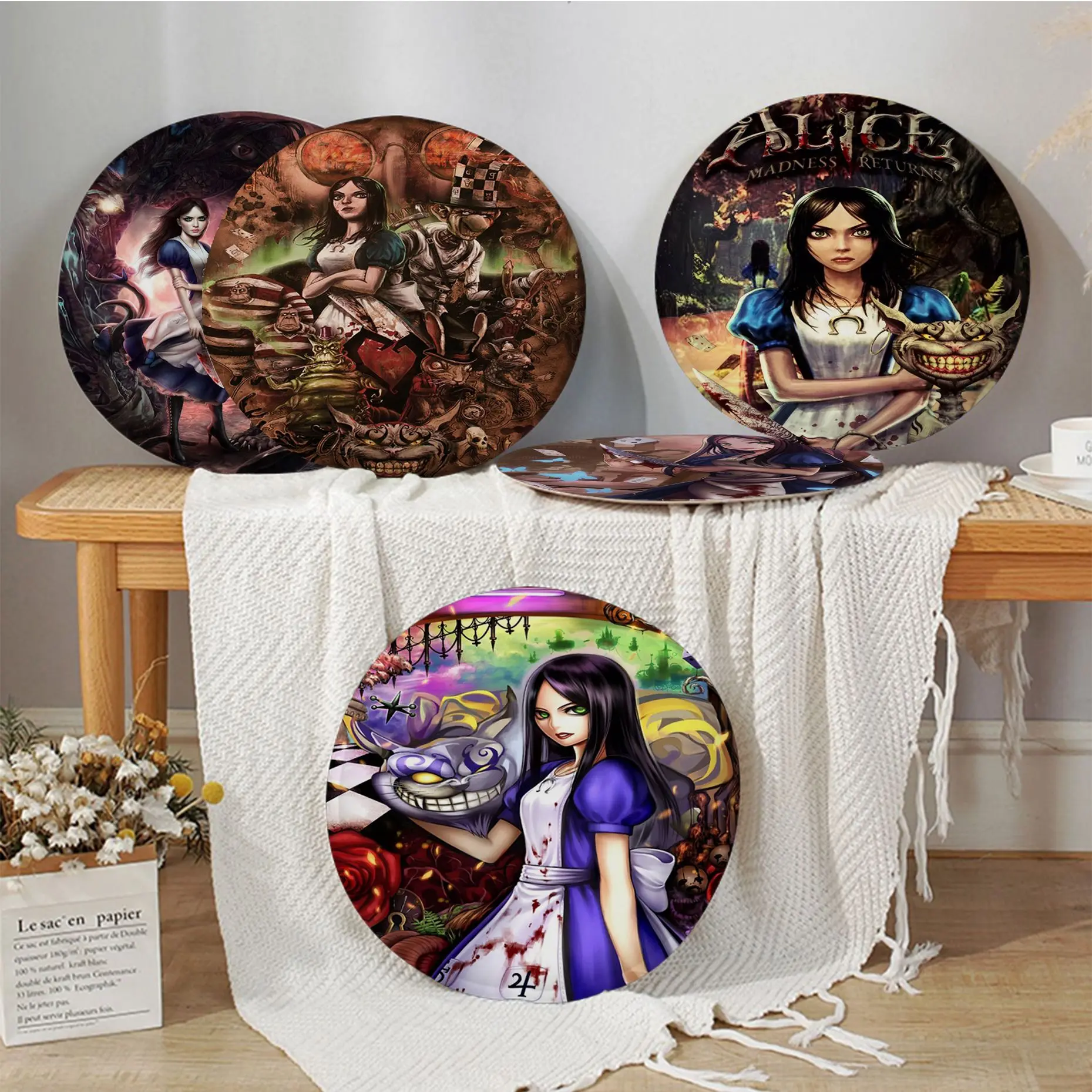 

Disney Alice Madness Returns Creative Seat Cushion Office Dining Stool Pad Sponge Sofa Mat Non-Slip Chair Mat Pad