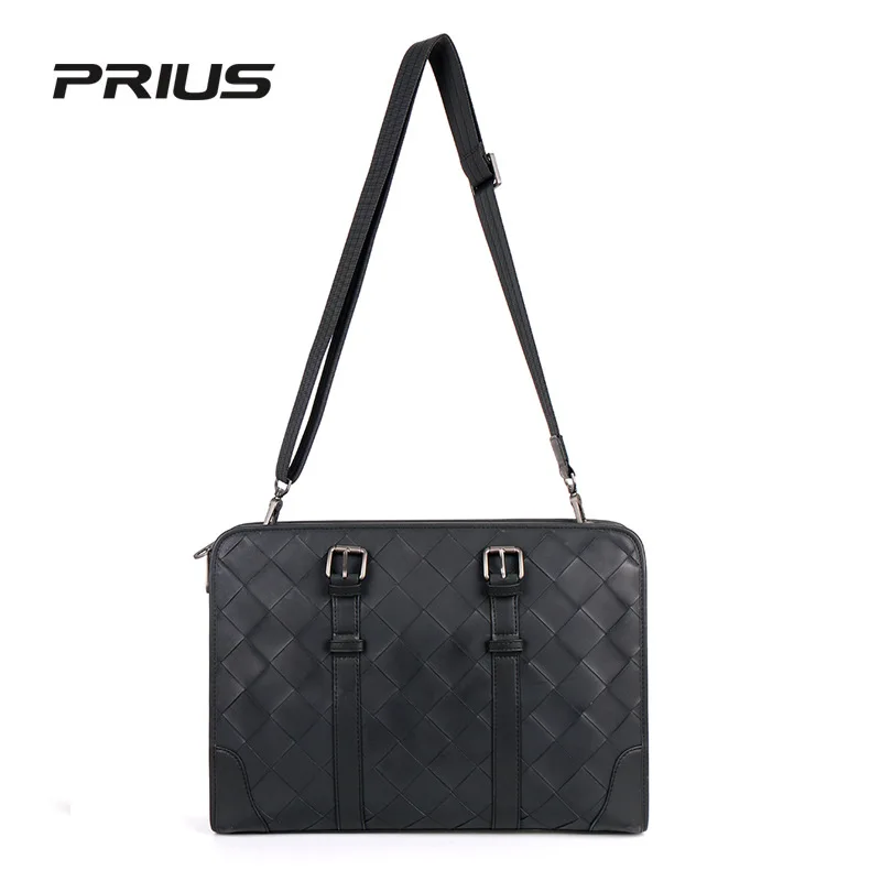 Luxury large woven handbag men's business briefcase men's computer bag fashion high-quality woven bag high-end leather bag