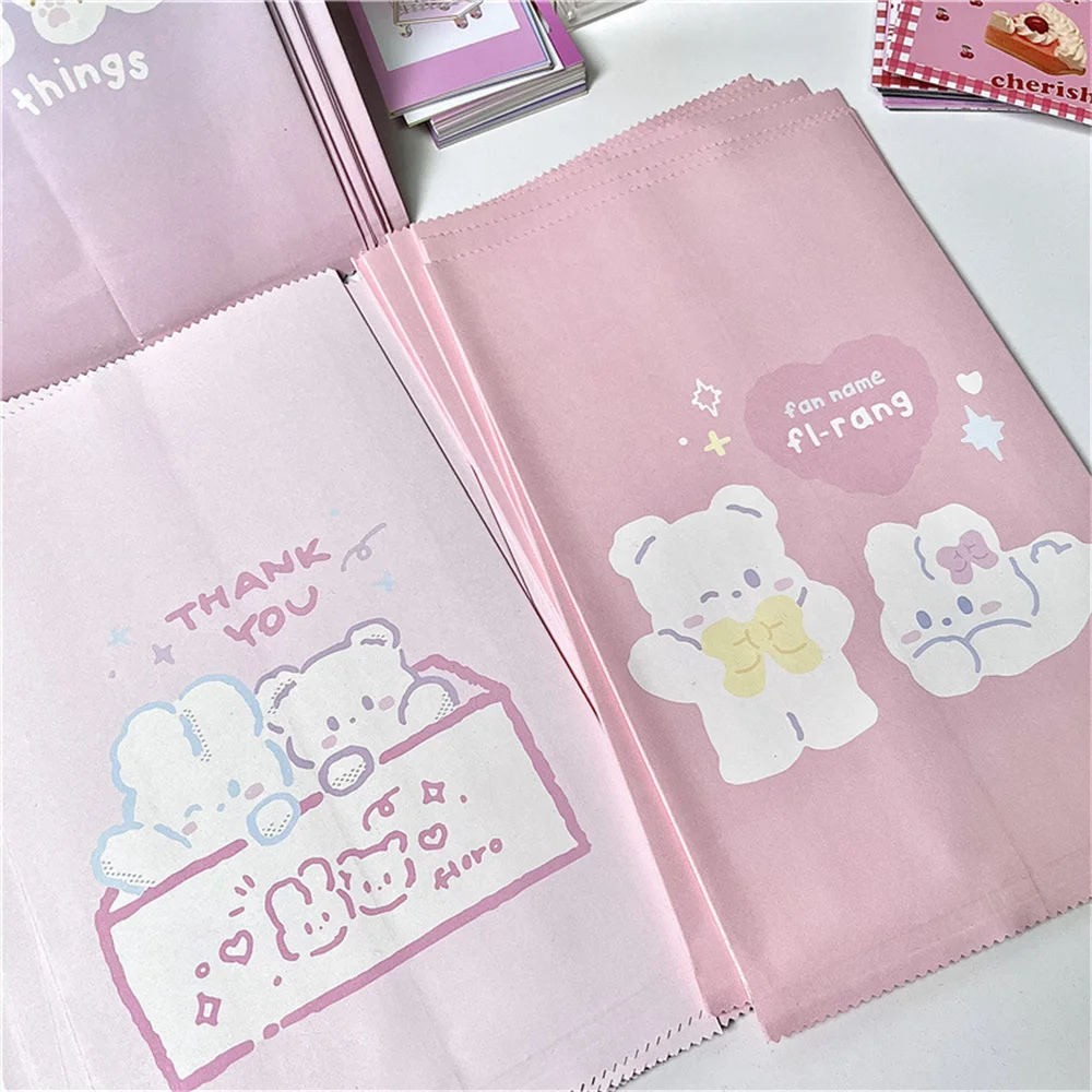 Korean Ins Style Cute Bear Gift Packaging Bag Bread Food Paper Bag Sundries Home Storage Organizer Jewelry Makeup Cosmetics 2023