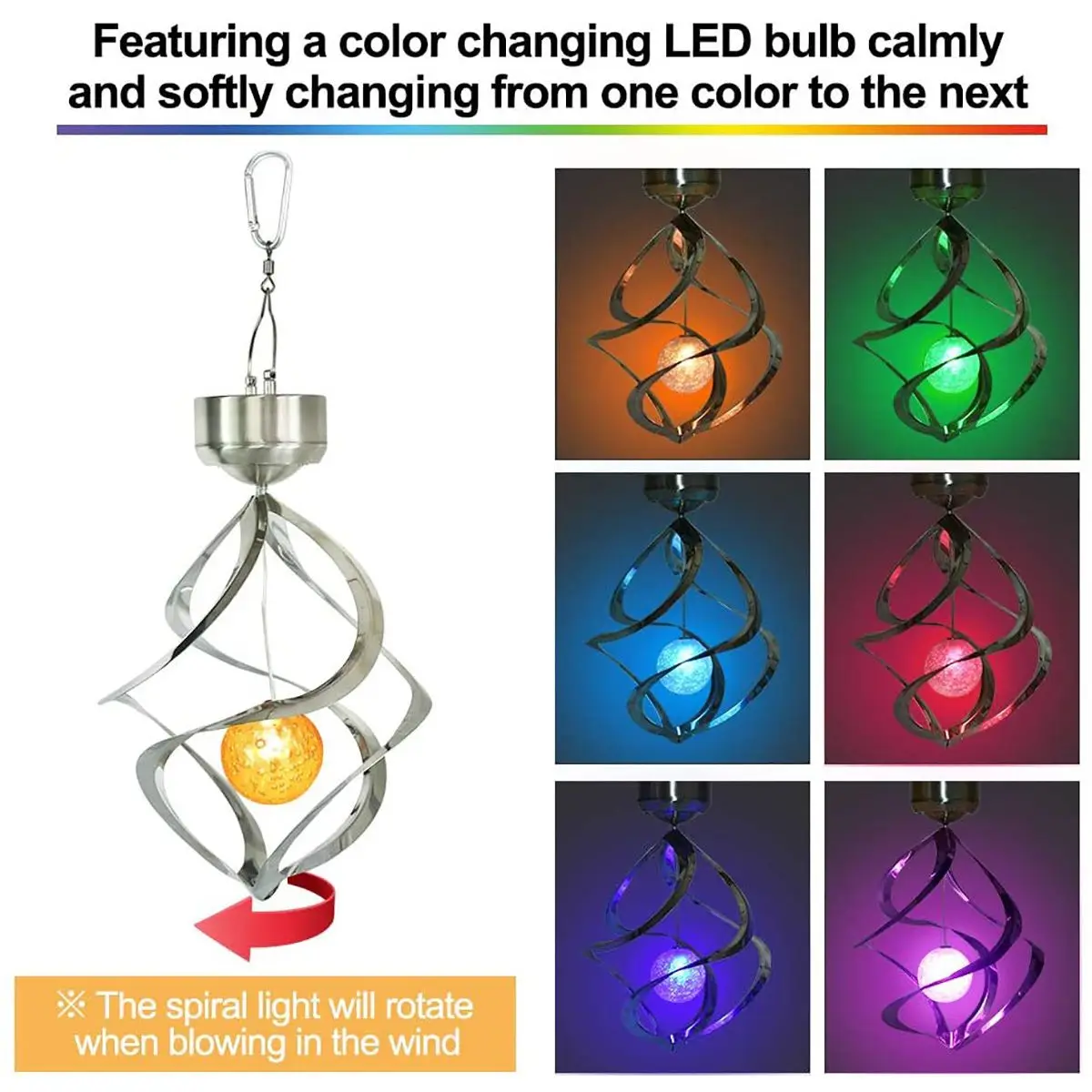 

Outdoor Waterproof Led Solar Lamp Solar Powered Wind Chime Light Garden Hanging Spinner Lamp Outdoor Lighting Party Decoration