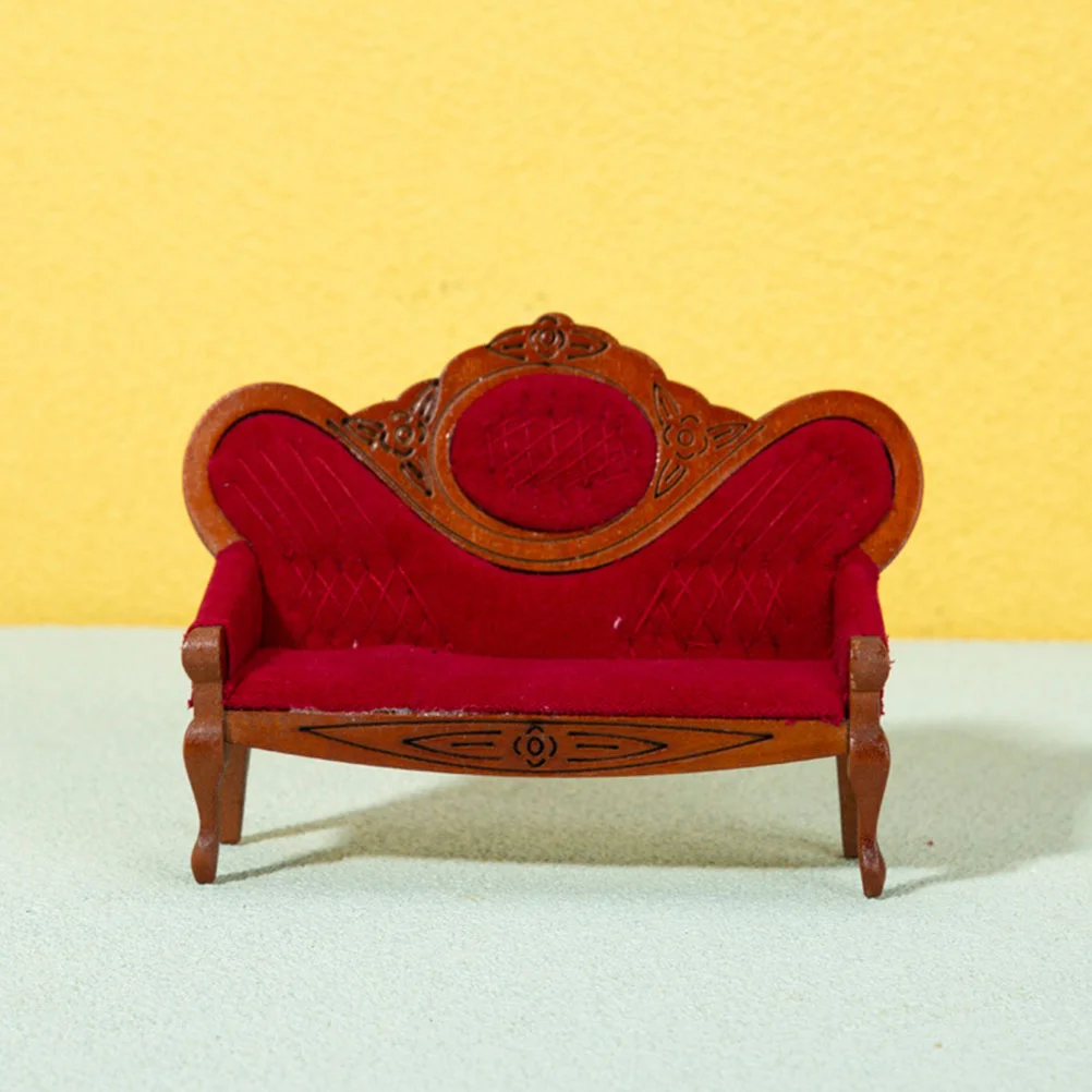 

3 шт. Персиковое кресло винтажные аксессуары крошечный Диван Декор мини мебель для дома реквизит декоративный деревянный диван