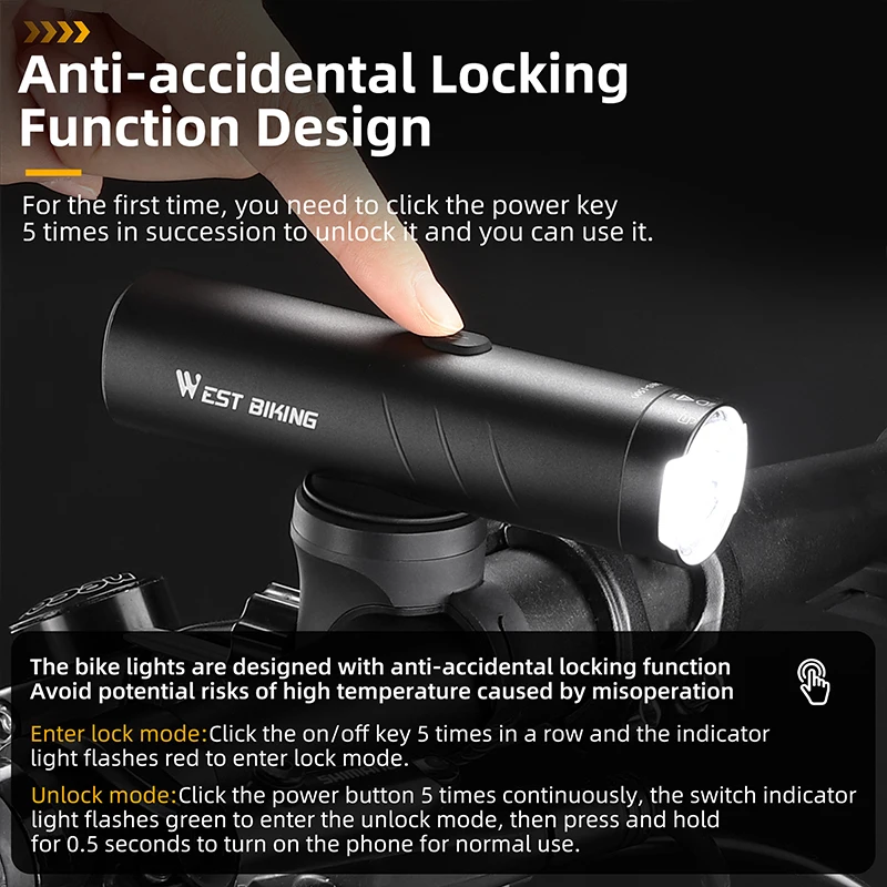 Велосипедные фары WEST BIKING 600/1200/1500 люмен вращающаяся линза IP66 водонепроницаемая