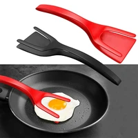 2 in 1 food spatula tongs silicone non stick fried egg cooking turner tools barbecue bread clip clamp home kitchen utensil