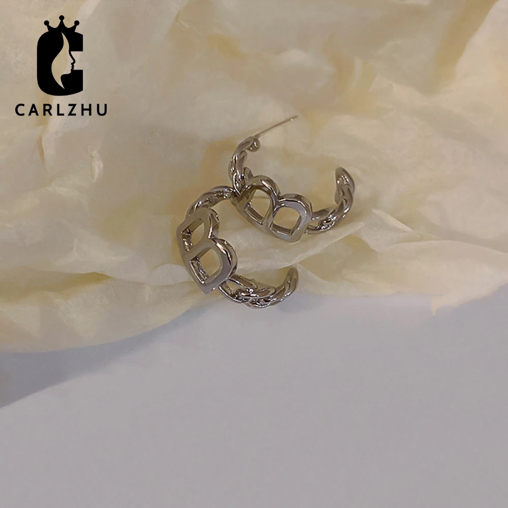 

Серебряная игла 925 пробы, Буква B, цепочка C-Женская-индивидуальность, корейский темперамент, простая красная сетка, серьга, женские Украшени...