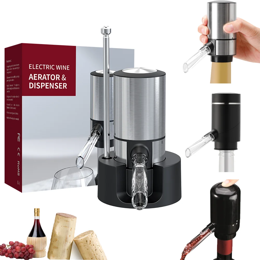 

Viboelos Electric Wine Decanter Dispenser Wine Aerator Pourer Instant Wine Pump One-Touch Automatic USB Rechargeable Bar Tool