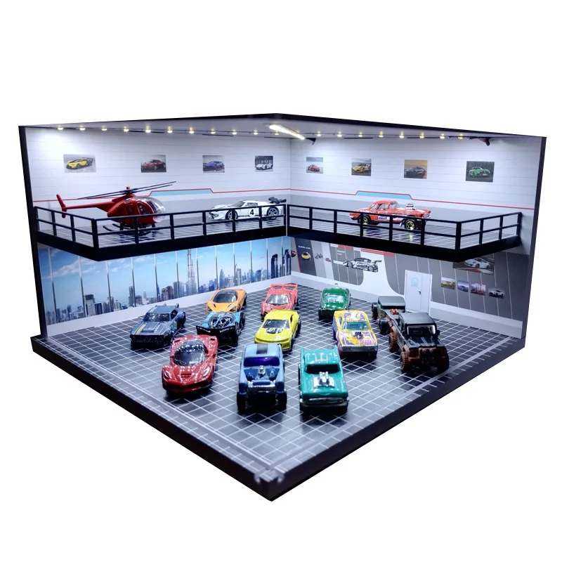 Фото XuFan 1:64 модель автомобиля, гараж, модель 1:64, Сборная модель автомобиля, модель освещения, модель автомобиля, гаражные паркинги, Миниатюрные модели №3