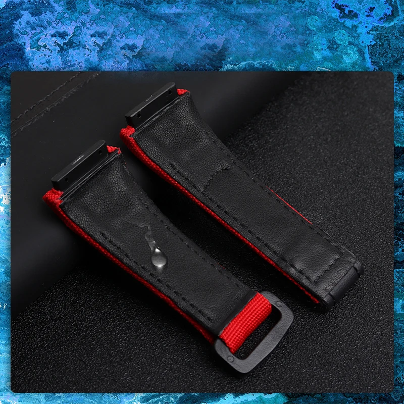 Genuine Leather strap, suitable for Richard Mille nylon strap, men's RM50/53 screwdriver, four-star or five-star screw head,25mm