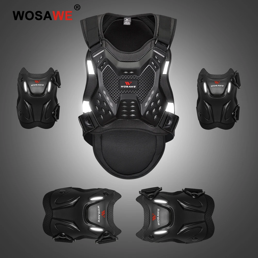 

WOSAWE Motorcycle Vest Motocross Body Armor Protective Men Jackets Protective Motorcycle Knee Pad Sets Motocross Armor Protector