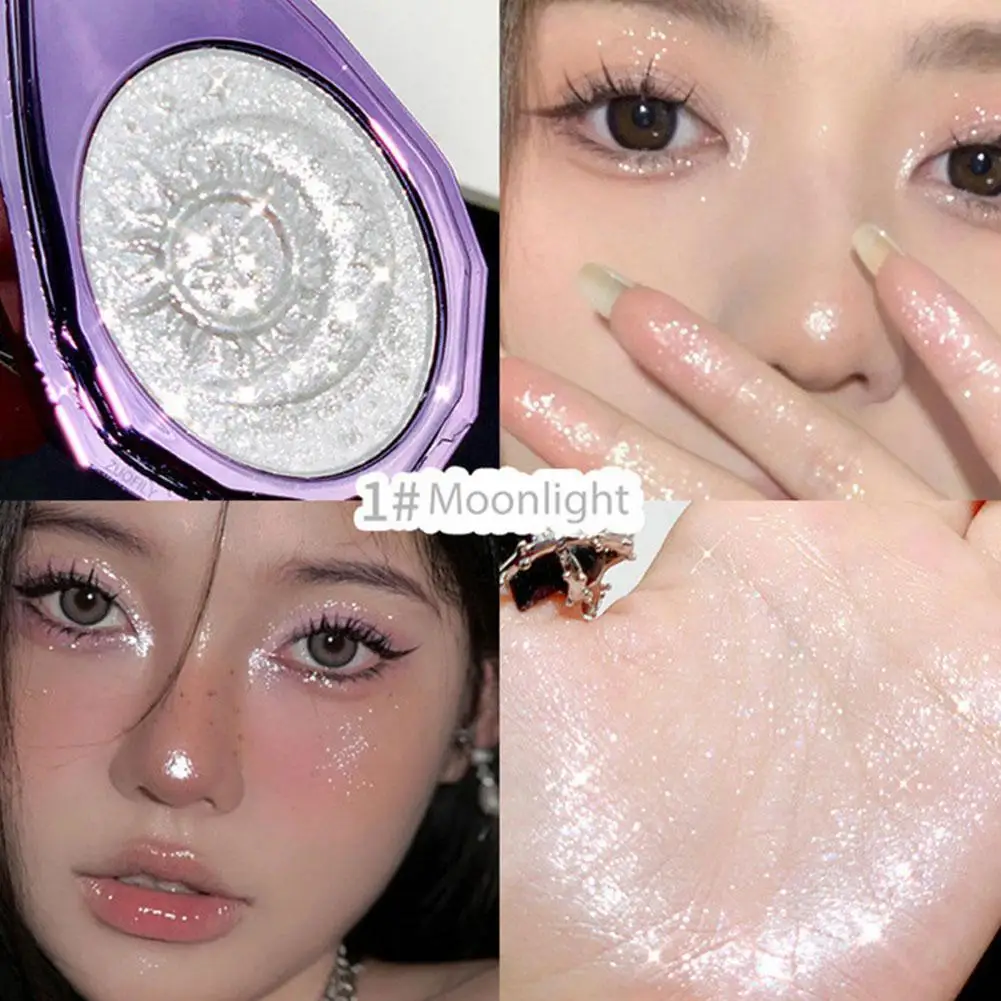 

Diamond Powder Glitter Glow Highlighter Palette Bright Pearlescent White Polarized Purple Highlight Contour Shimmer Illuminator