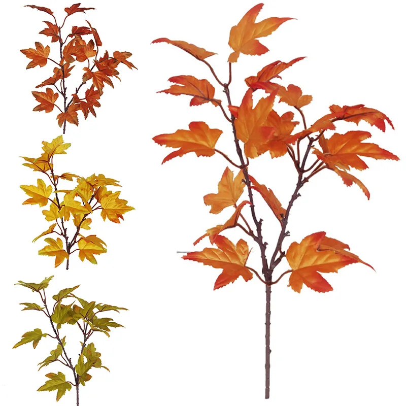 

39cm Retro Autumn Color Maple Leaf Artificial Plants Home Furnishing Hotel Shopping Mall Decoration Thanksgiving Day Decor