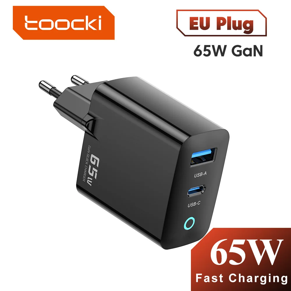 

Toocki 65W GaN USB C Charger For Macbook iPhone 14 Samsung Xiaomi Huawei Fast Charging PD Phone Charger USB GaN Charger With LED
