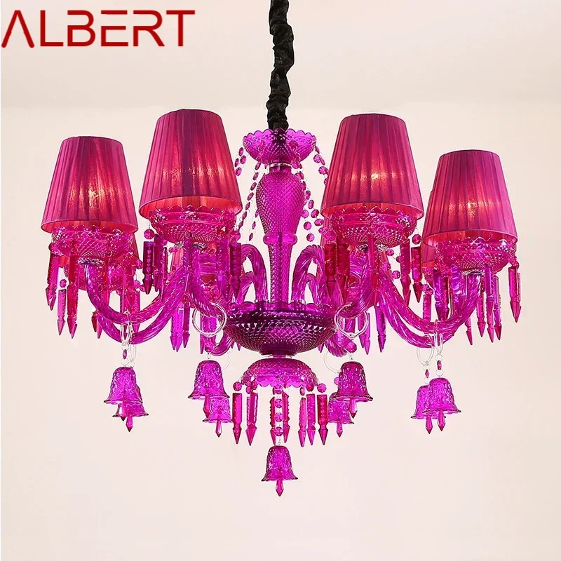 ALBERT Европейский стиль Хрустальный подвесной светильник Фиолетовая лампа-свеча