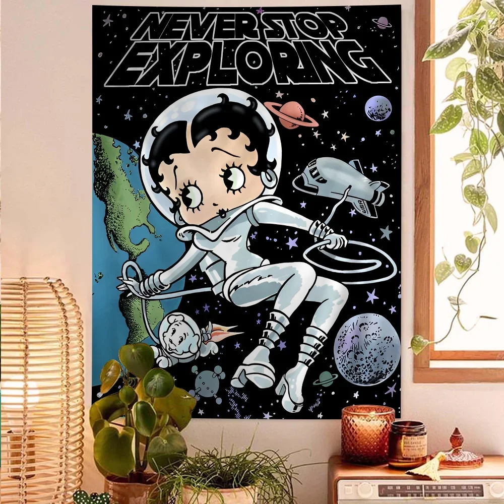 Гобелен В Стиле Аниме Betti Настенный Декор С Милым Дизайном Boop Цветочным Принтом