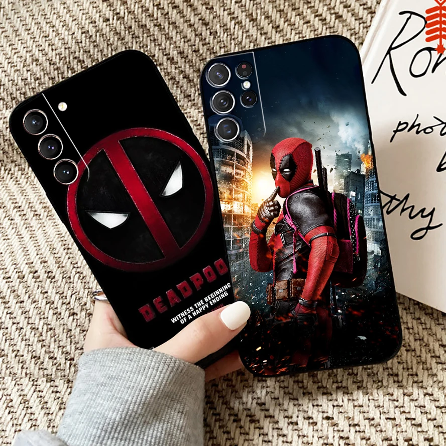 

Marvel Deadpool Phone Case For Samsung Galaxy S22 S21 S20 Plus Ultra 5G For Samsung S21 S20 FE Black Coque Back Funda