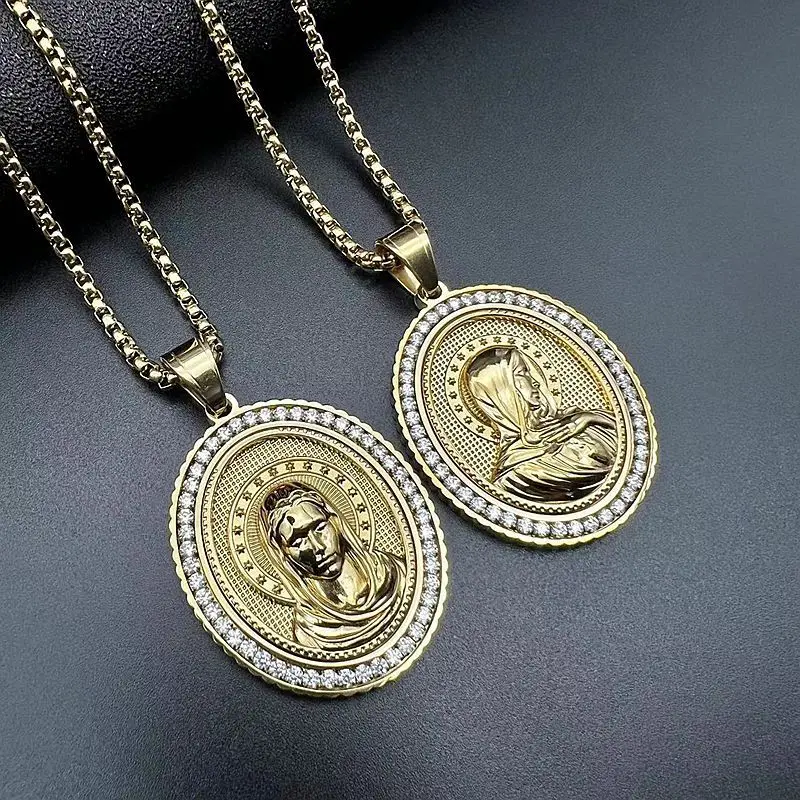 

Stainless Steel - Madonna - Religious Hip Hop Pendant Necklace