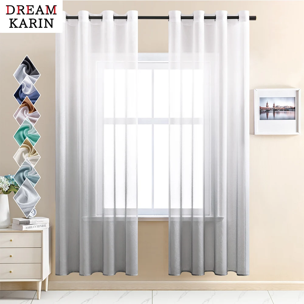 

DK Gradient Color Sheer Curtains for Living Room Bedroom Tulle Curtains for the Room Kitchen Decoration Window Treatment Drapes