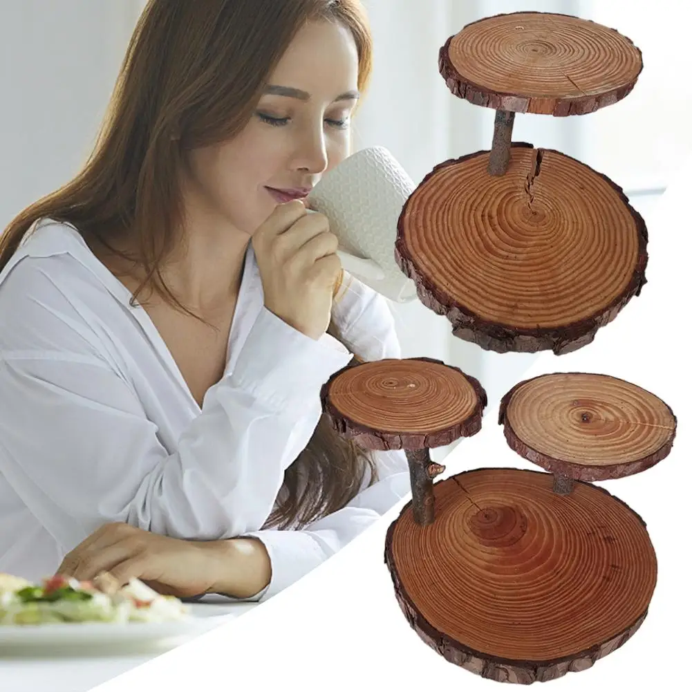 Wood Stand Cake Rack Buffet Display Plate Fruitcakes Party Garden Riser Dish Botanical Holder Flower Food Shelf Decor V5G4