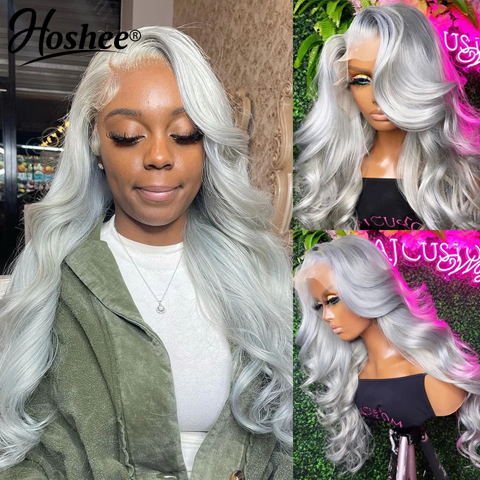 

Sliver Grey Colored Lace Front Human Hair Wigs For Women Cosplay Straight Lace Front Wig Lace Frontal Wigs Deep Body Wave Wig