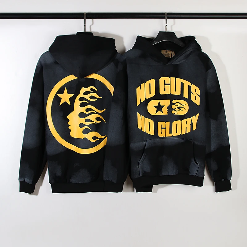 

Wnter No Guts No Glory Hoodie Men Women Yellow Printed Hellstar Hoodie Wash Pullover Long Sleeve Fleece Fabric Sweatshirts