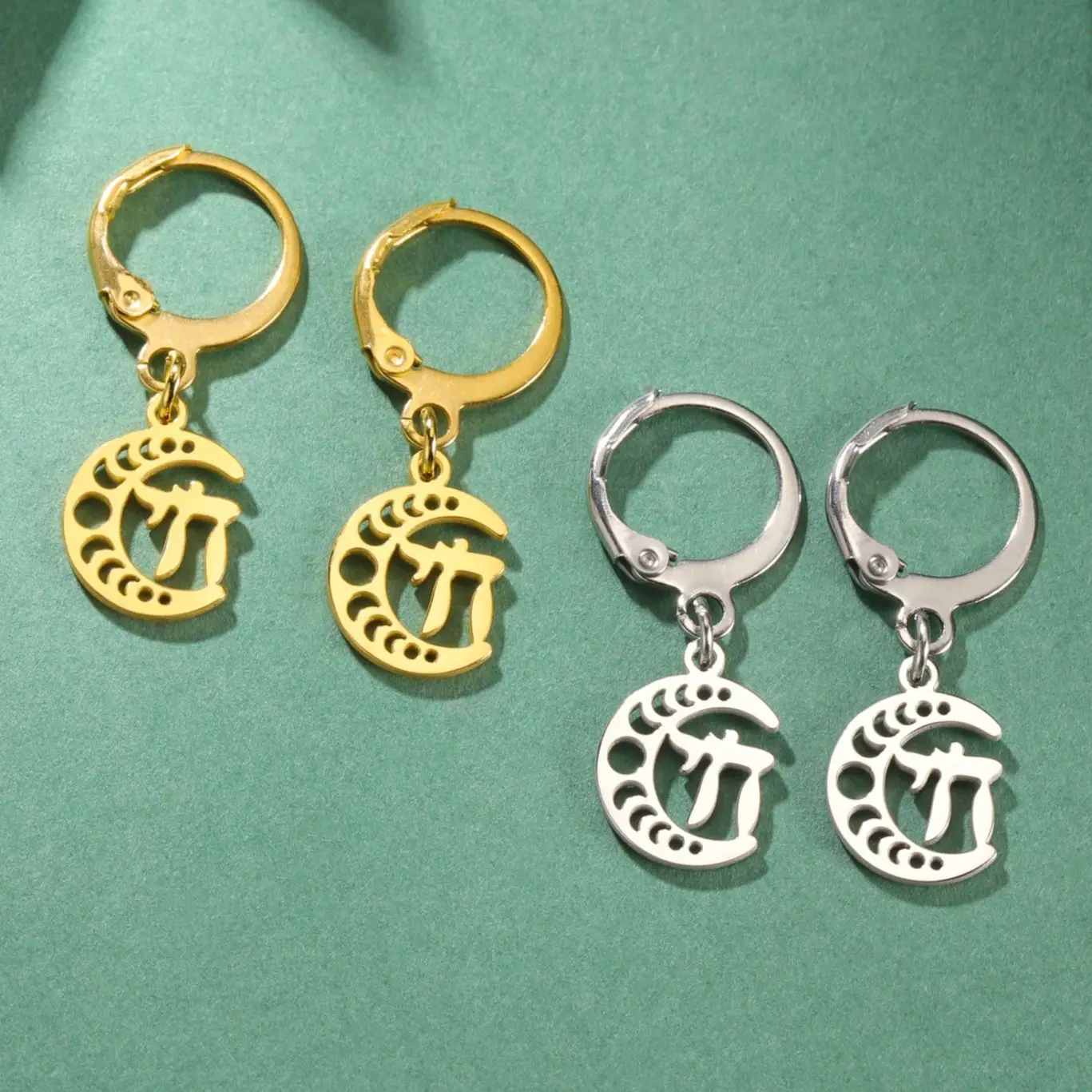 LIKGREAT Висячие серьги из нержавеющей стали с тремя лунами