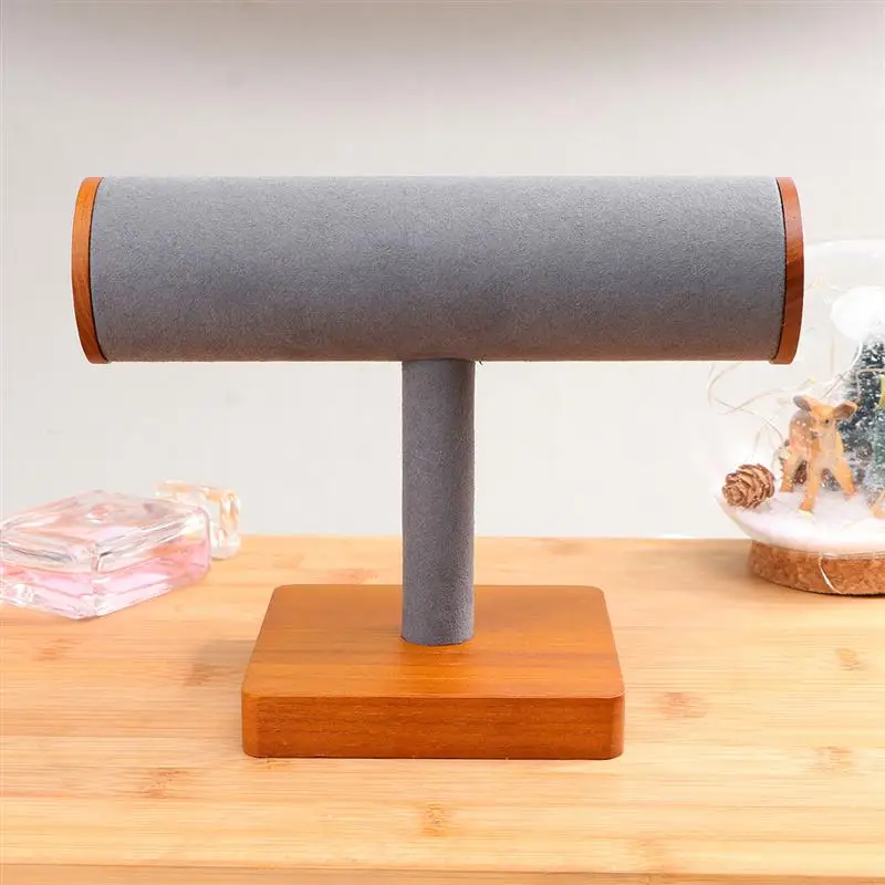 

Деревянная витрина для браслетов, T-образная подставка для браслетов, держатель для часов, органайзер для ожерелий и ювелирных изделий (темн...