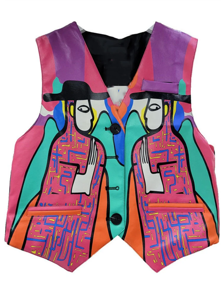 

Hip Hop Style V-neck Single Breasted Multi Color PU Leather Women Jacket Vest 2022 Autumn Trendy Women Tops Fashion Coat G888