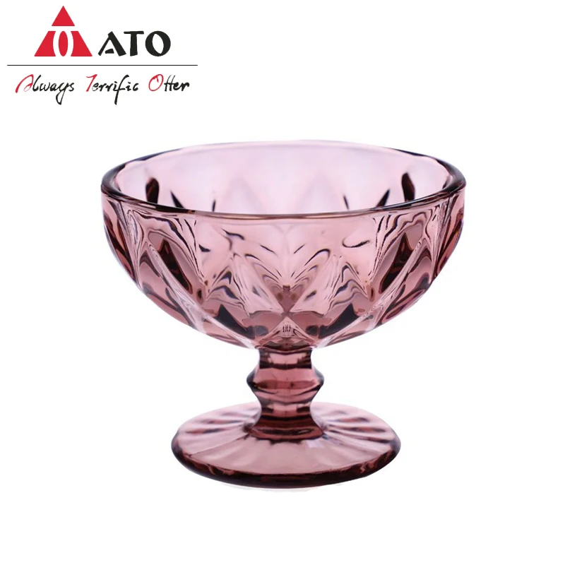 

ATO Vintage delicate pink color glass goblets lead-free dessert glass ice cream cup