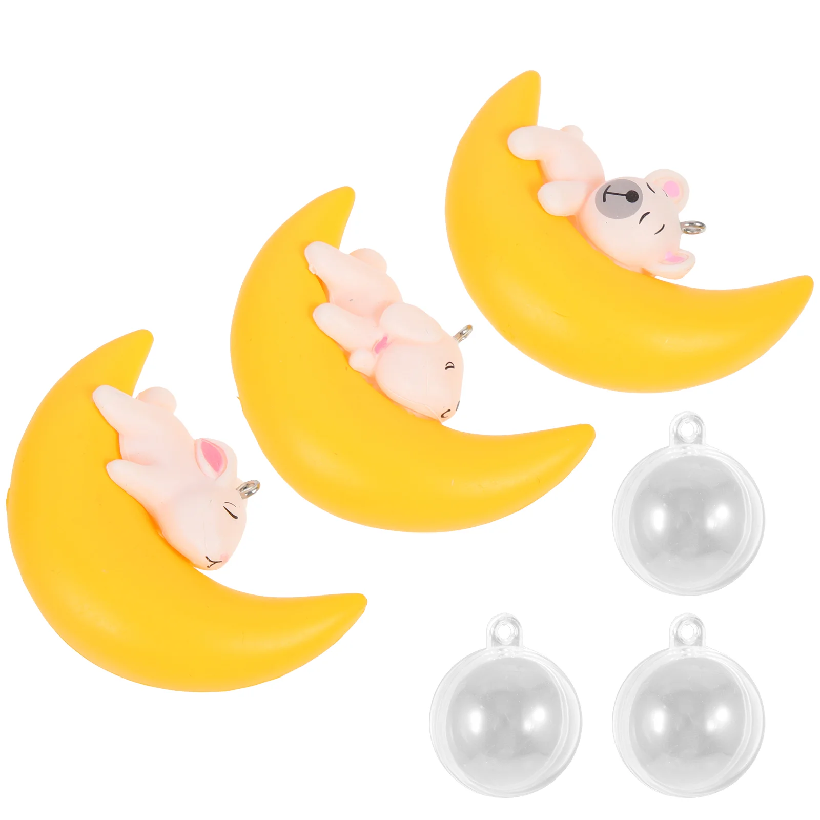 

3 Pcs Fish Tank Accessories Sleeping Animal Figure Aquarium Floating Decorations Moon Pendant Ornament Décor Landscape Figurine