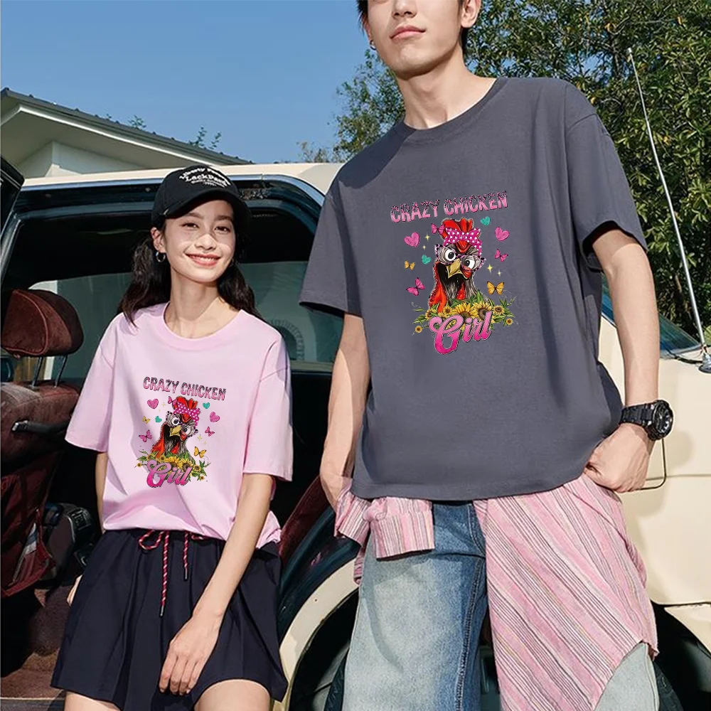 Футболка с принтом Crazy Chicken Girl, дышащая ткань, размеры S-XXL, персонализированная повседневная футболка с короткими рукавами, эстетичный графический топ Uni (art.: 3920dc46346fa) - 3920dc46346fa