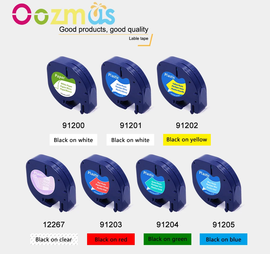 

Oozmas 91201 Compatible for Dymo LetraTag Label Tape 91202 91203 12267 LT Tape 12mm for Dymo LT100T LT-100H XM Label Maker