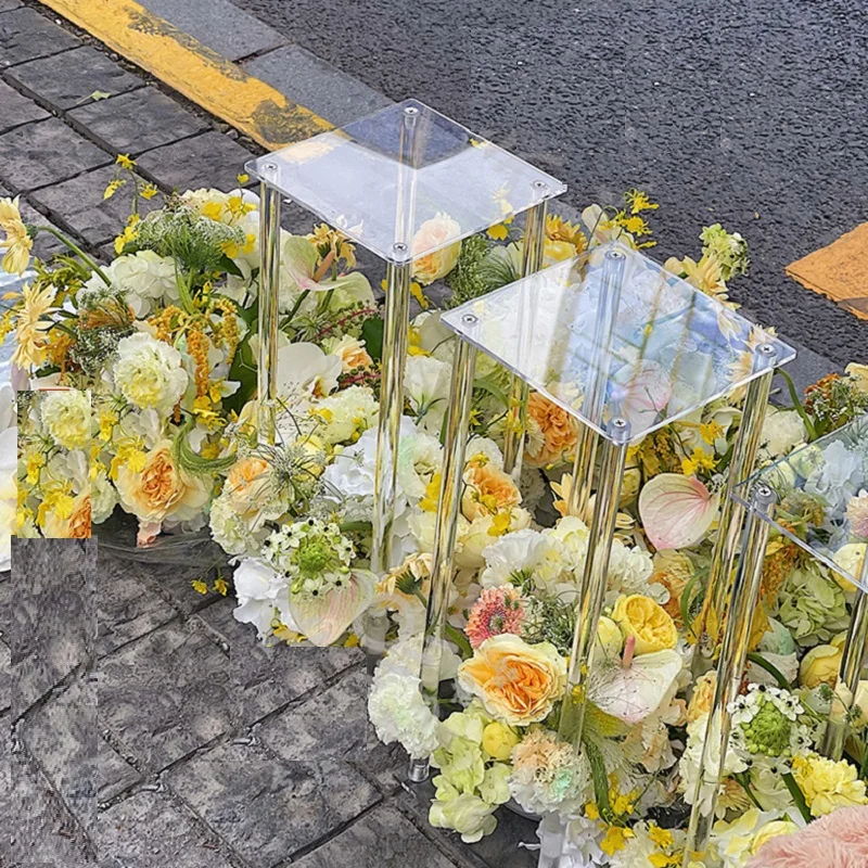 

5 шт. акриловая напольная ваза, прозрачная ваза для цветов, центральный столик для свадебного украшения, роскошные столбики для цветов