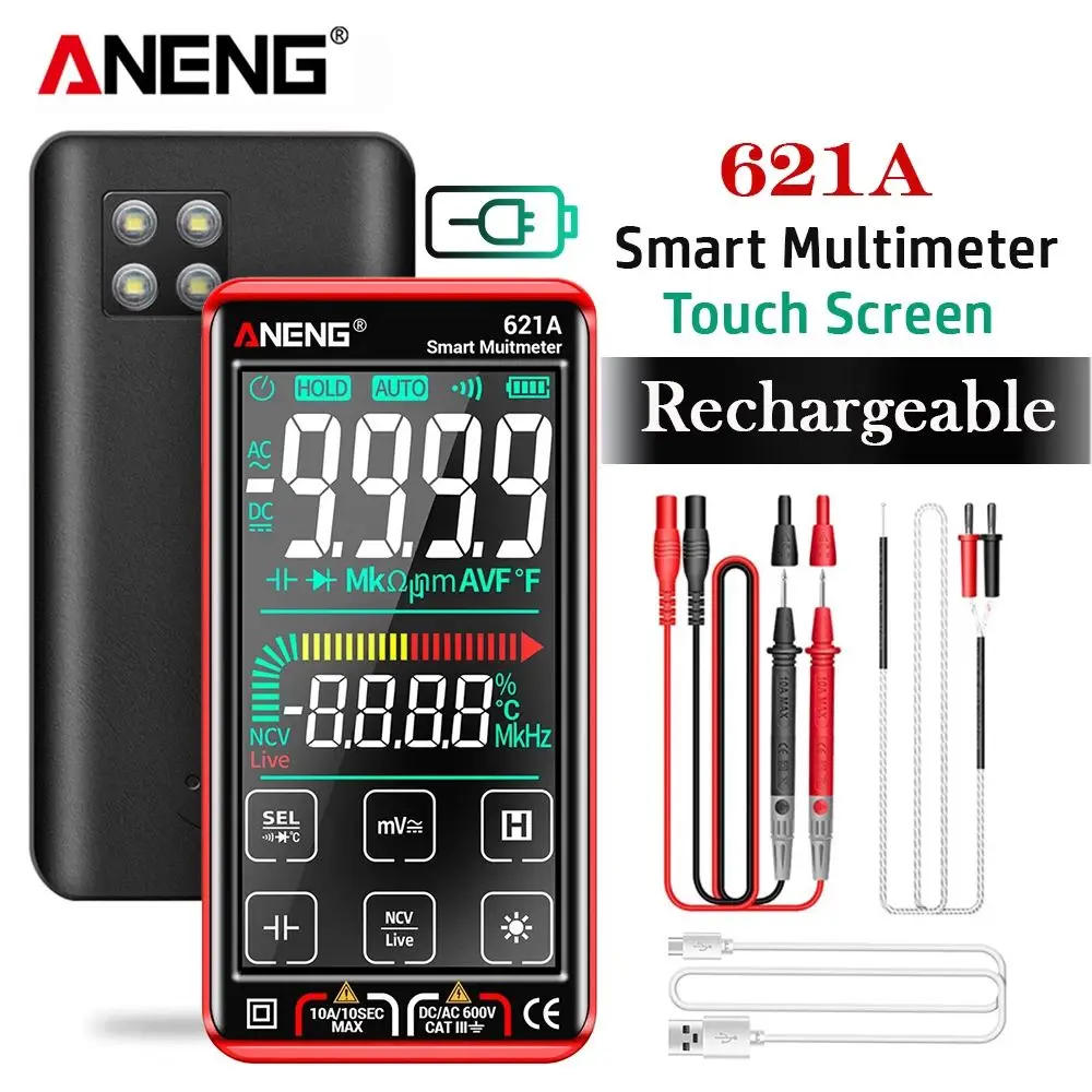 

Precision 9999 Counts Auto Range Digital Smart Multimeter Touch Screen Multimetro Digital Display Transistor Testers