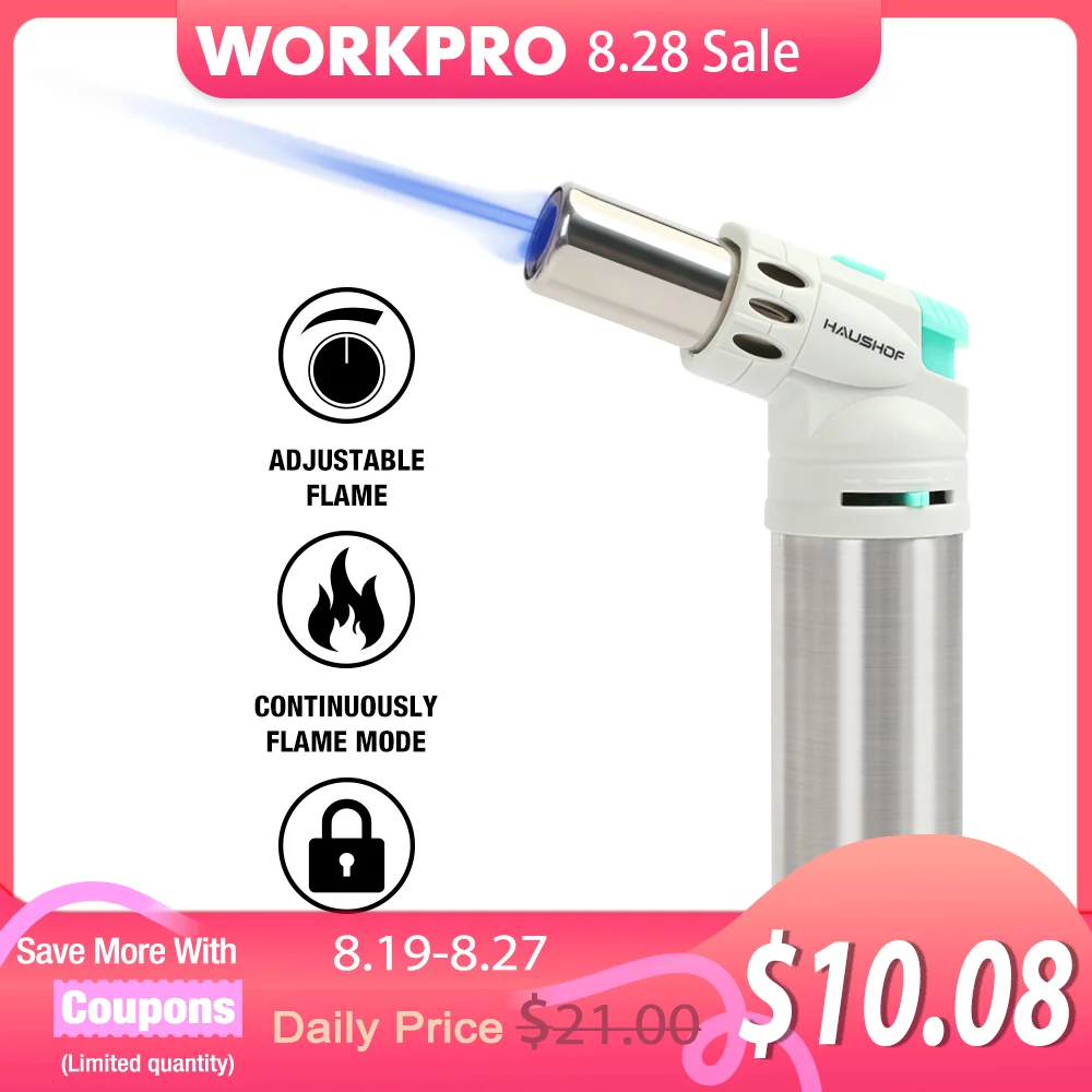 HAUSHOF Jet Flame Torch With Safety Lock Kitchen Cooking Camping Gas Ignition Windproof Spray Gun Butane Cigarette Cigar Lighter