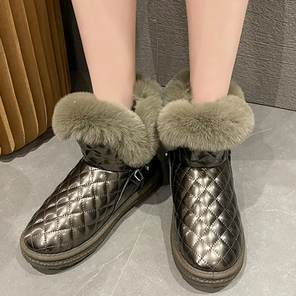 

Женские нескользящие ботинки 1 пара, зимняя обувь для женщин, водонепроницаемые Модные Короткие Плюшевые Теплые ботильоны с застежкой на ре...