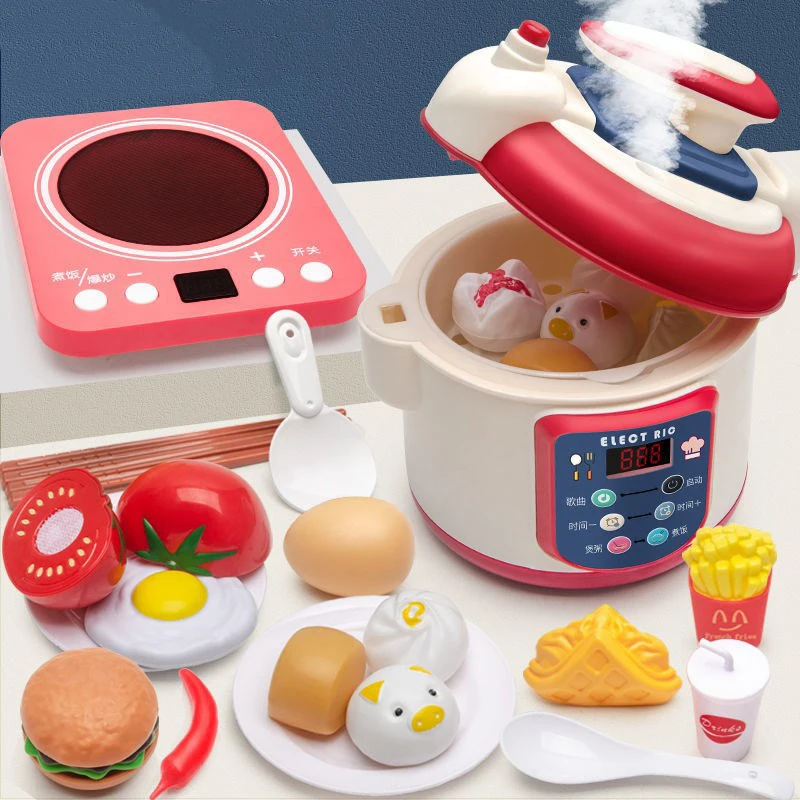 Rice Cooker Kitchen Playset with Food Pieces Pretend Play Ch