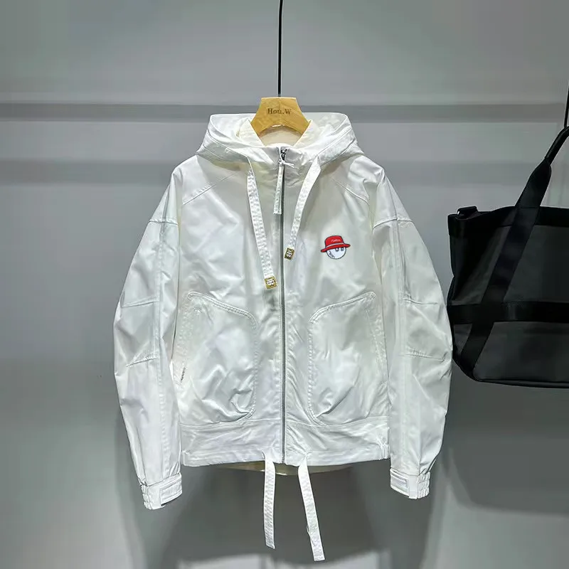 2023 spring men's golf jacket casual windbreaker hooded jacket zippered jacket hooded windbreaker fashion jacket