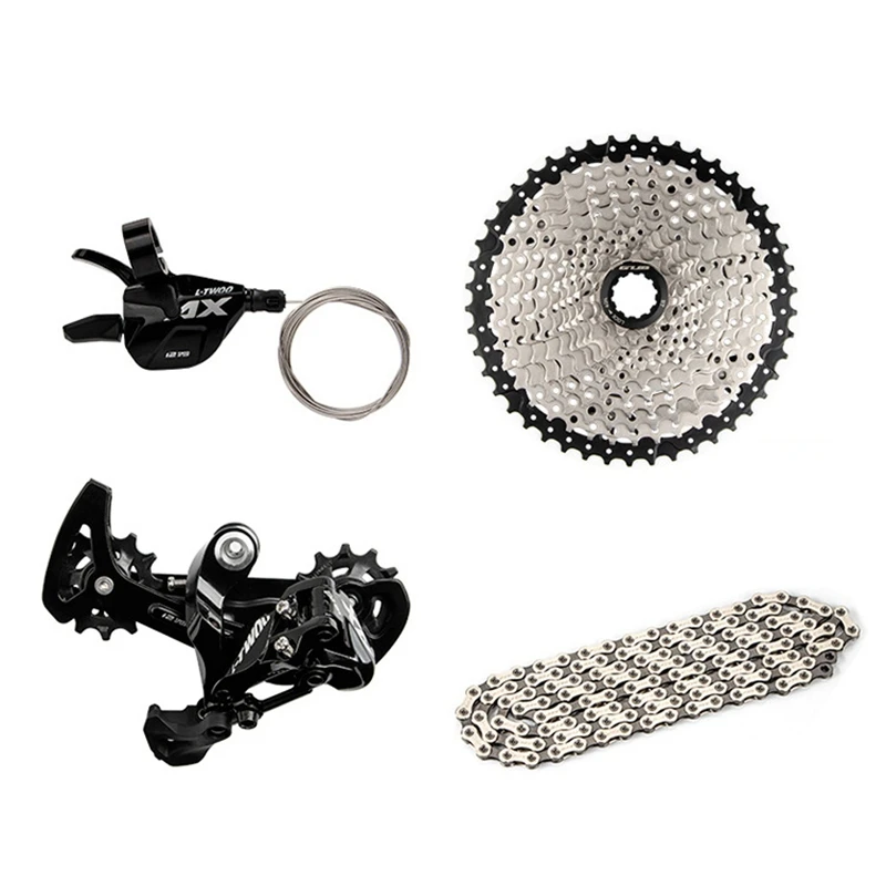 

GUB Ax12-Speed Mountain Bike Transmission Kit 1X12 Dial Rear Dial 50T Cassette Flywheel Chain Four-Piece Set