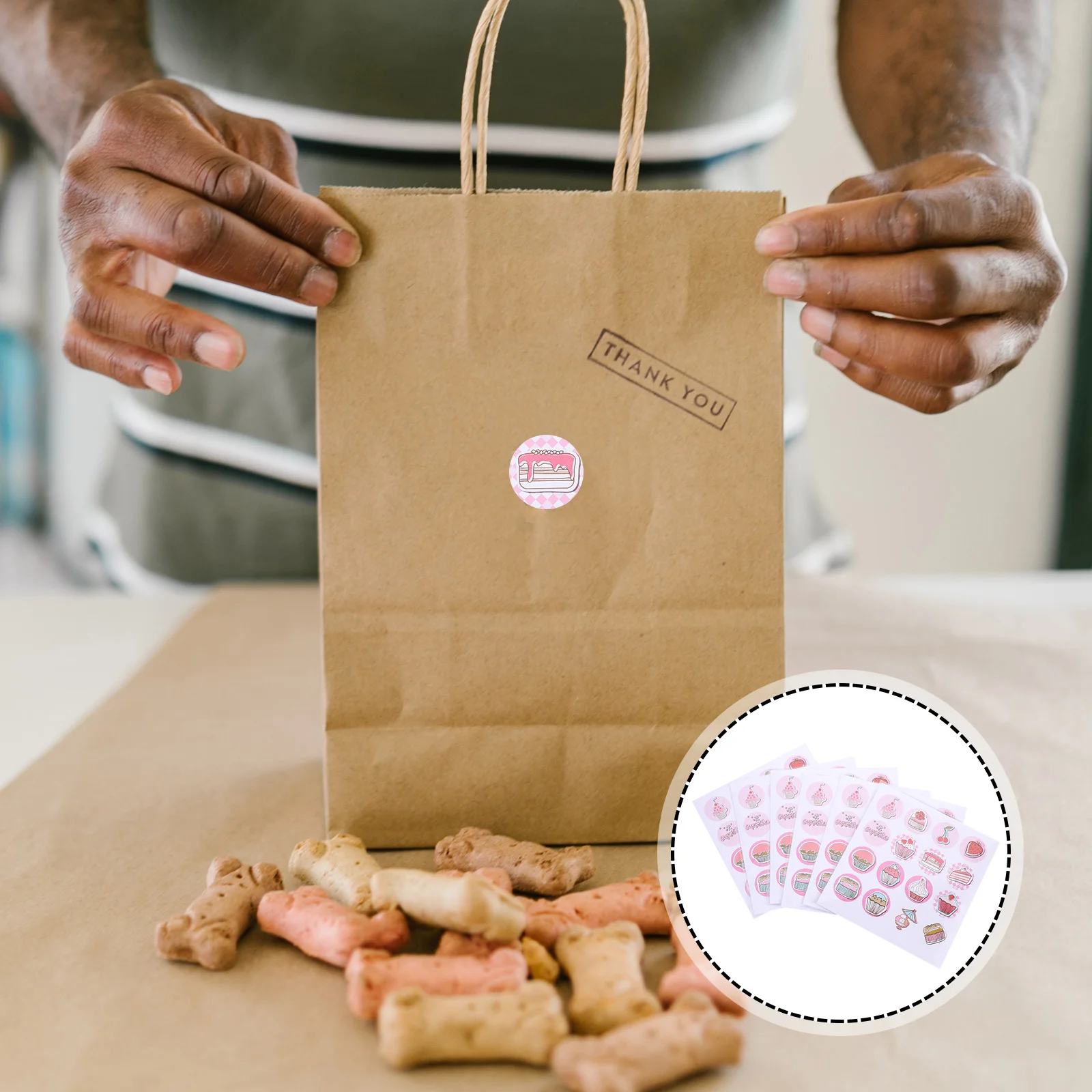 

Stickers Sticker Gift Sealing Box Cake Decals Baking Diy Circle Wrapping Bakeyouround Thank Envelope Hand Account Water Laptop