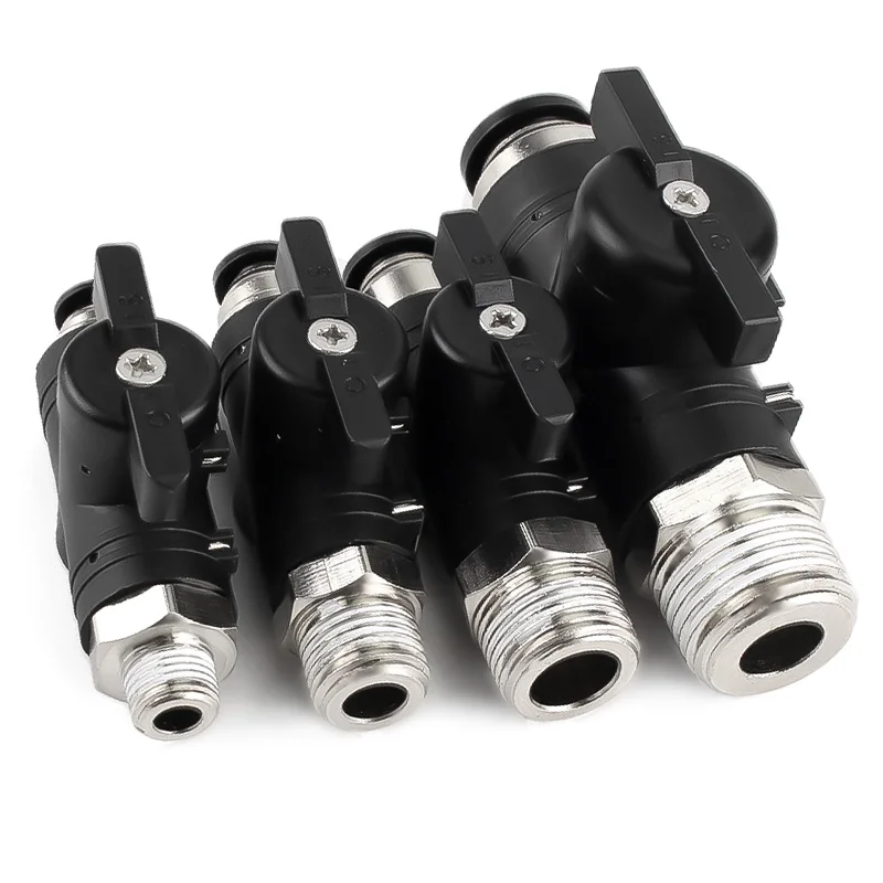 

Threaded Manual Valve BSP 1/8" 1/4"3/8"1/2" Pneumatic Quick Connector PU Hose OD 4 6 8 10 12mm Steering Switch Manual Ball Valve