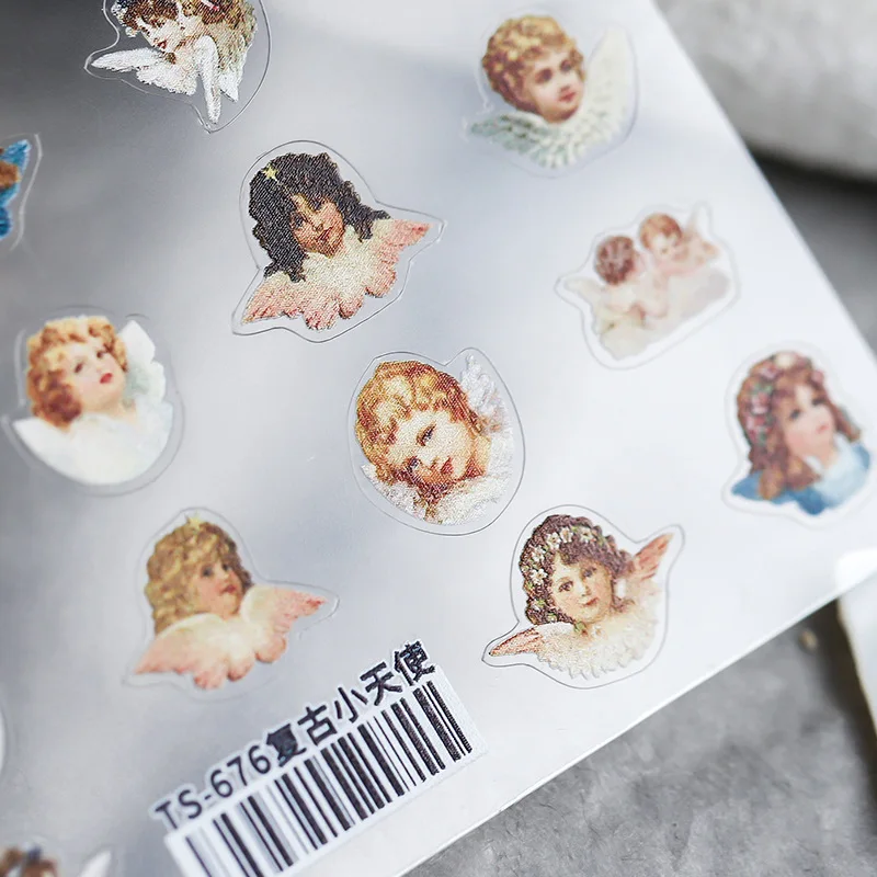 Винтажные наклейки для ногтей с изображением ангела и цветов самоклеящиеся