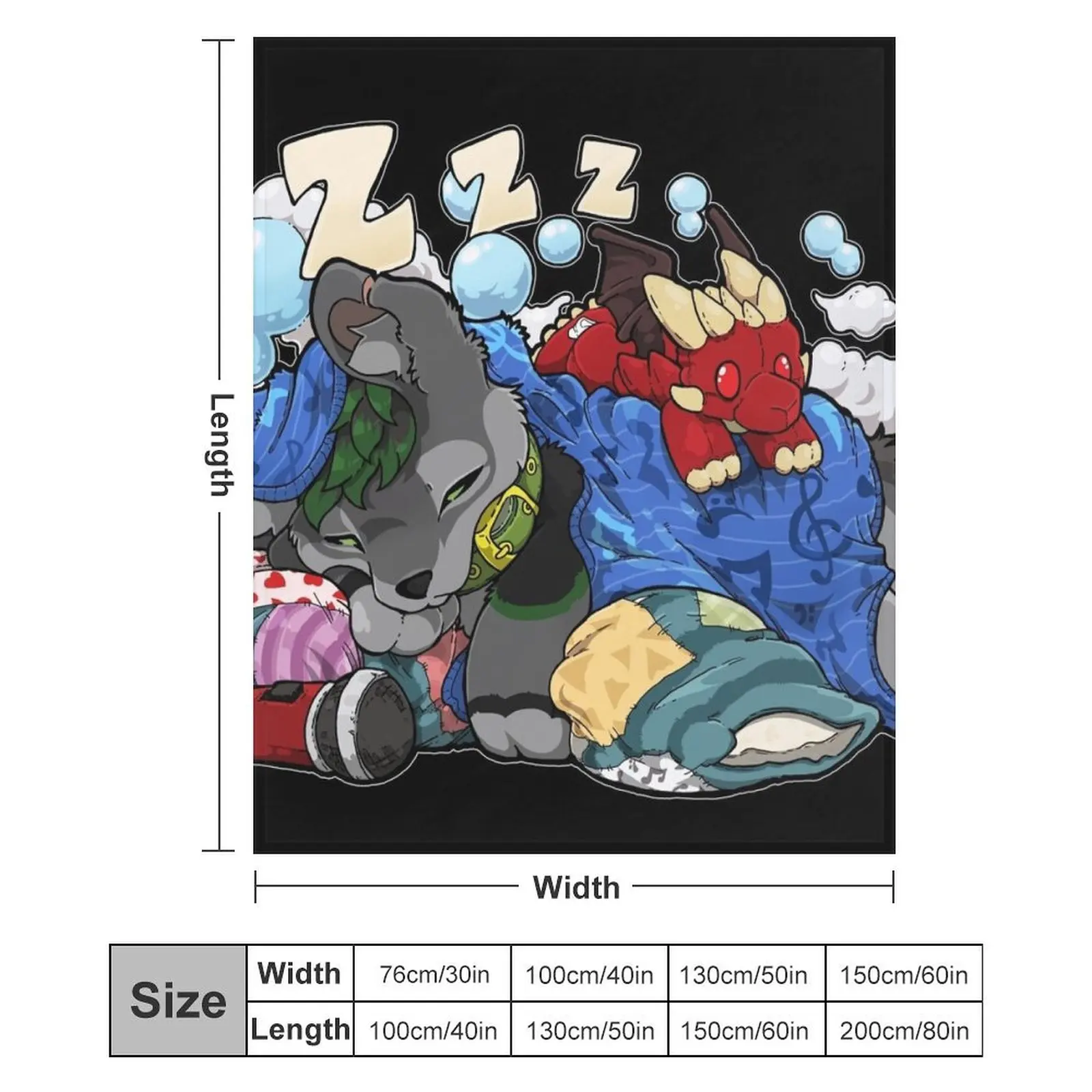 Woof Dreams (черное) Одеяло для пикника Очень большое одеяло в стиле манга