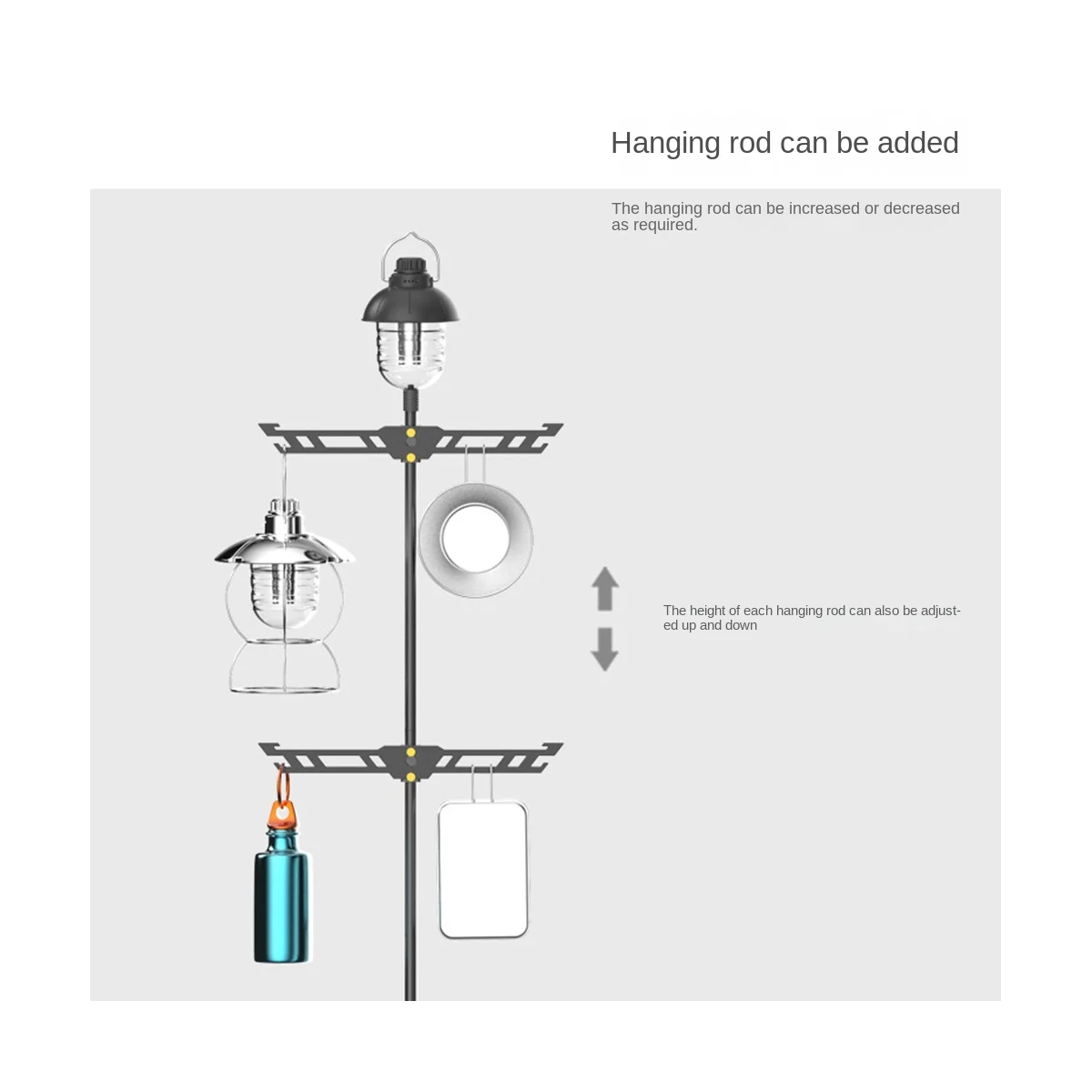 

Camping Storage Rack Aluminum Alloy Lantern Stand Adjustable Cookware Organizer for Outdoor Camping Picnic Fishing BBQ