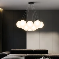 sandyha modern led chandeliers milk white glass ball luxury art home decor living dining room bedroom luminaire pendant lights
