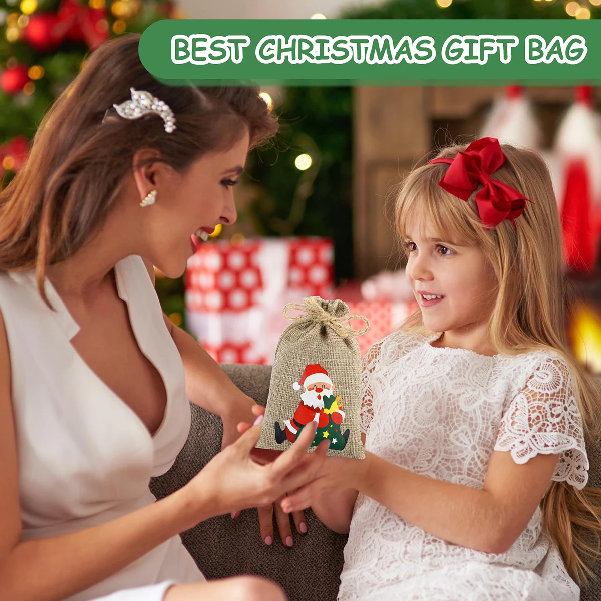 Рождественский адвент-календарь календарь из 12 предметов Джутовая сумка