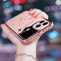 bling glitter metal bumper frame pc back case carmera protector slim cover phone case for iphone 11 12 13 pro max crystal case