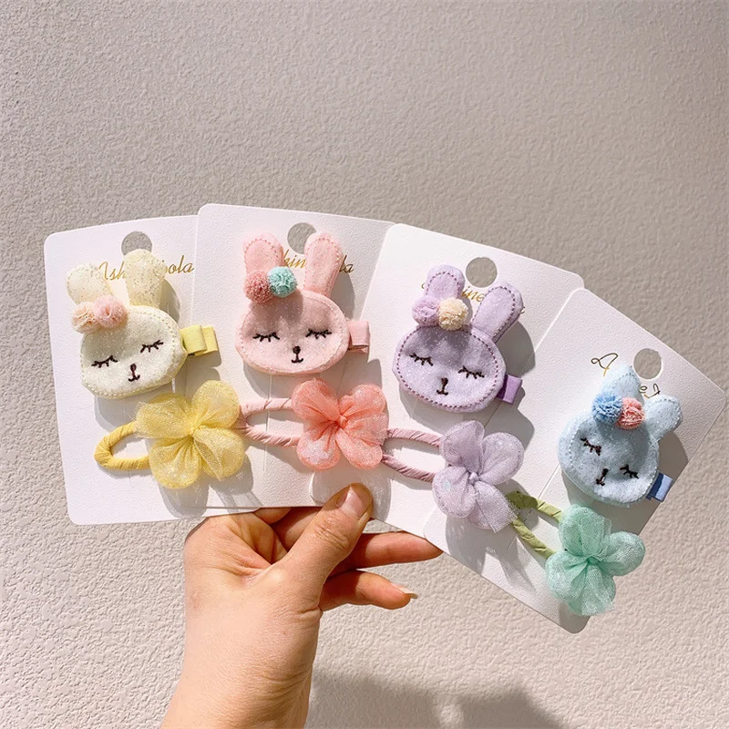 

Шпилька для волос в Корейском стиле для девочек, модная детская заколка с сетчатым цветком, милый мультяшный кролик, Детские аксессуары для ...